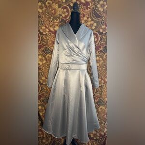 Chic Long Sleeve Silver Dress